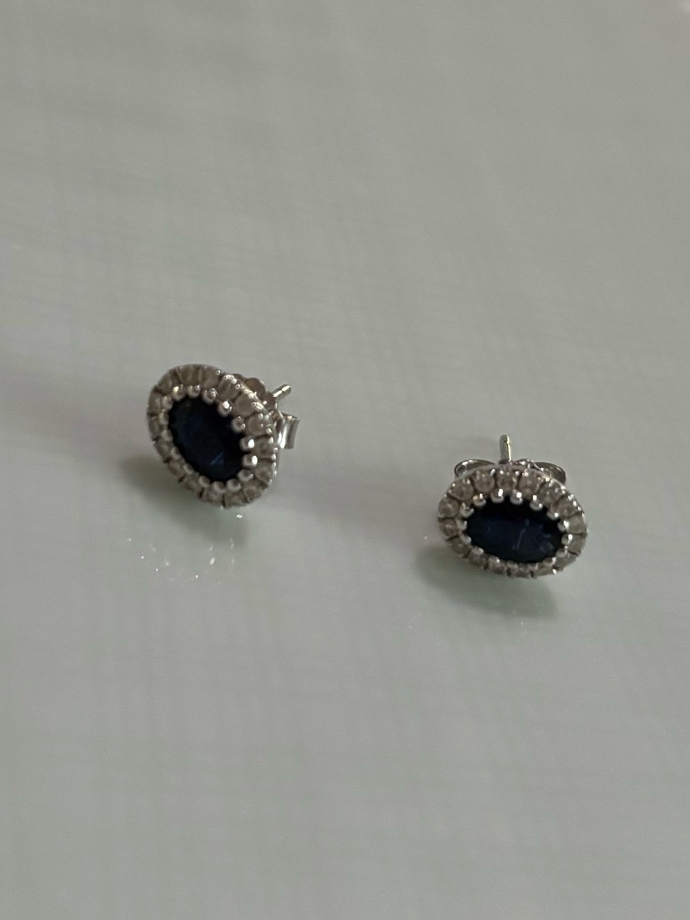 Blue Sapphire and Diamond 14kt White Gold Earrings
